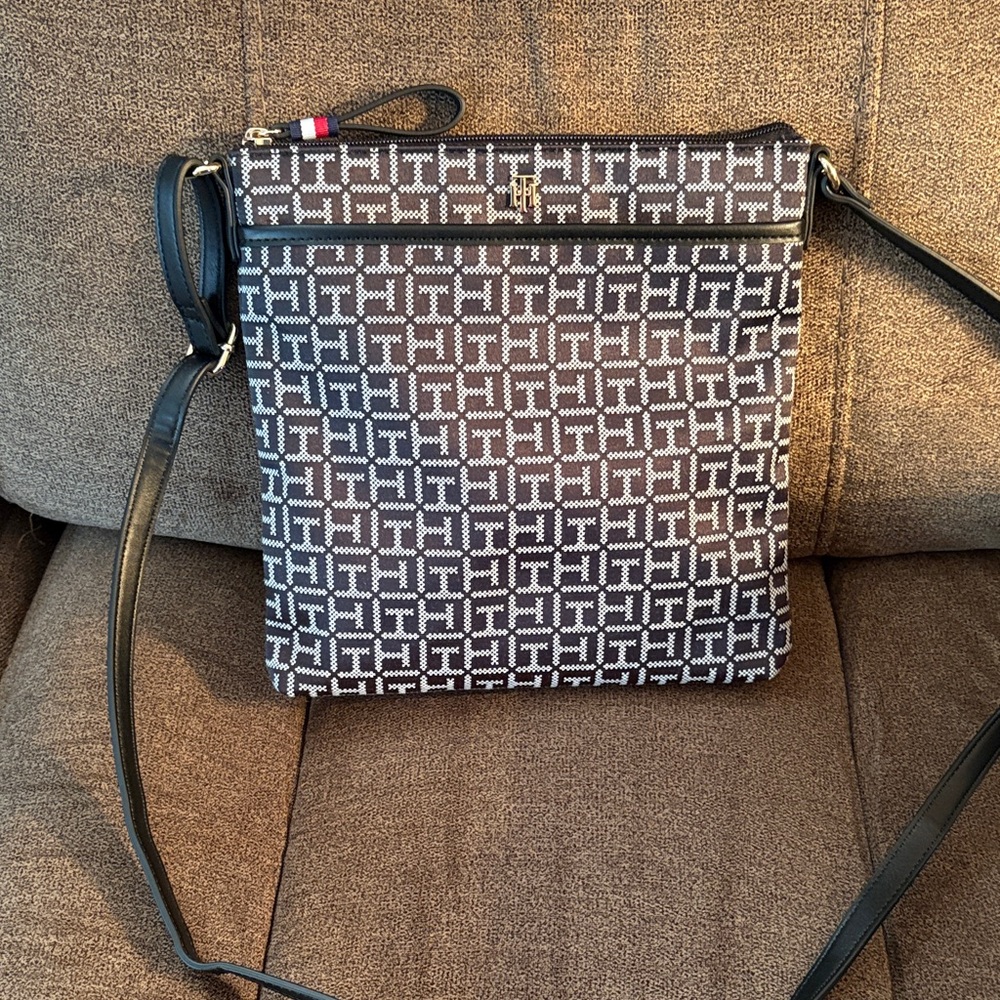 Tommy Hilfiger Blue and White Crossbody Bag